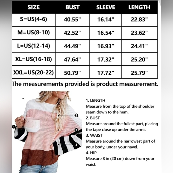 Size Medium Women's Long Sleeve Crew Neck Striped Color Block Sweater - Picture 3 of 3